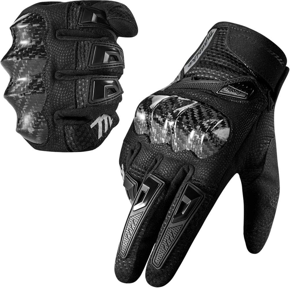 Guantes motocicleta tactiles con proteccion carbono md66
