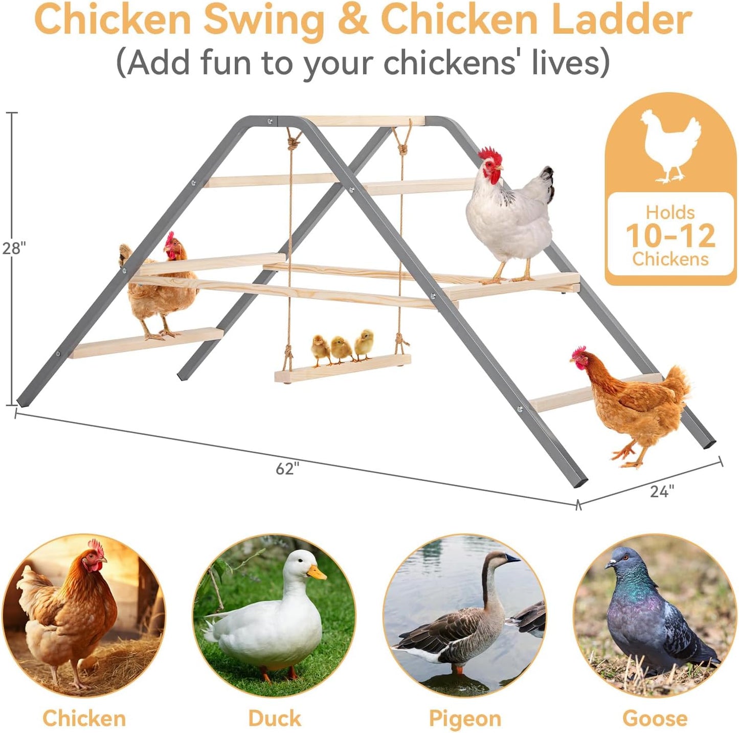 Barra anidaje pollos madera hierro inox gallinero patio
