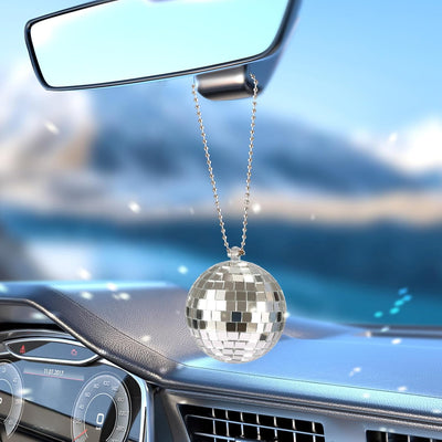 Percha espejo coche discoteca colgante bola plateado