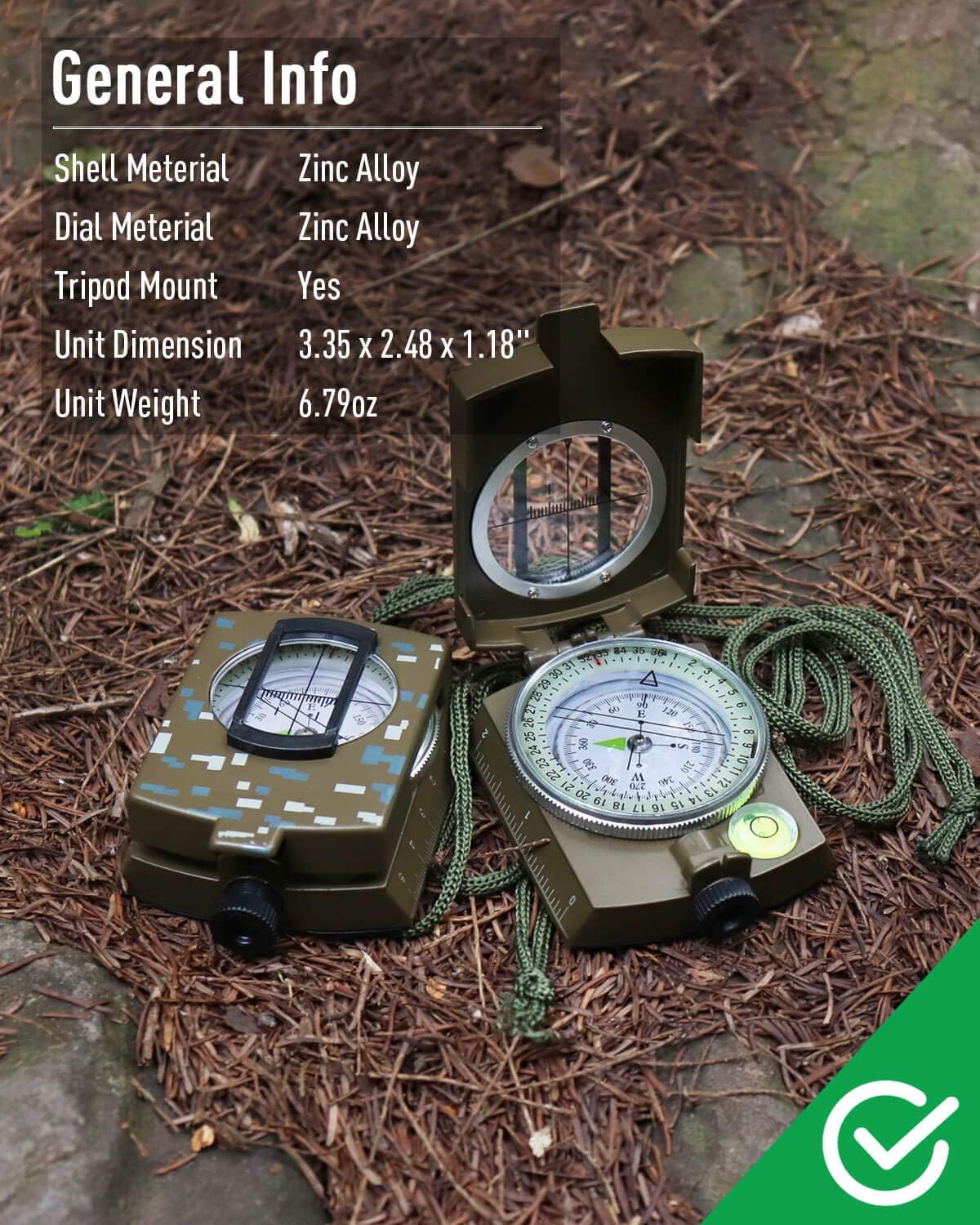 Brújula Militar Táctica con Cordón y Bolsa Impermeable