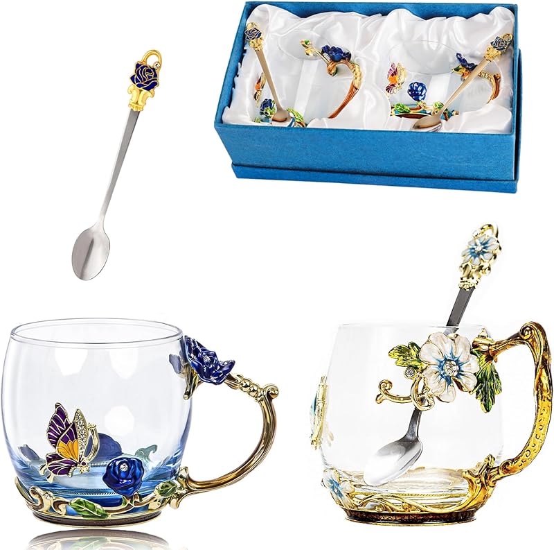 Taza té vidrio lujo regalo amantes té mujer