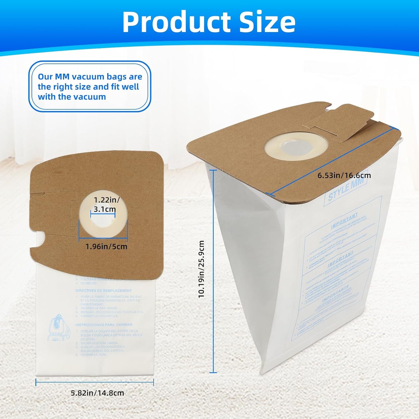 20 Bolsas Filtro Aspiradora MM Comp Eureka Sanitaire 60295C
