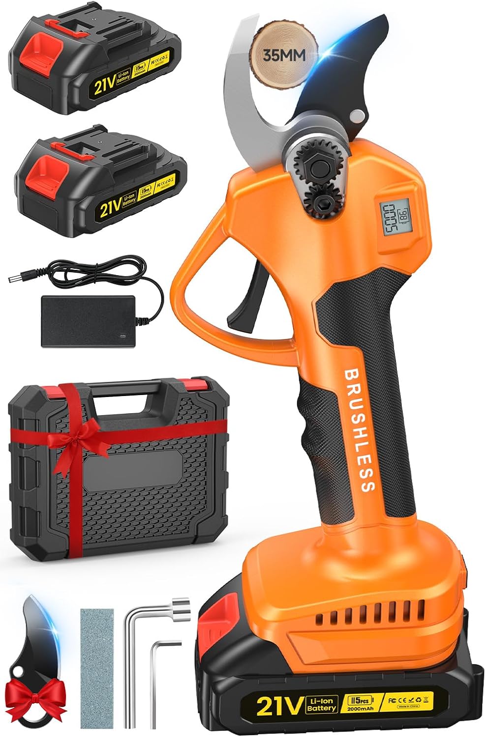Tijeras podar eléctricas inalámbricas 1000W 2Ah con LCD