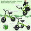 Triciclo 3en1 para niños asiento ajustable verde