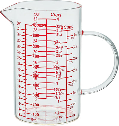 Taza medidora vidrio borosilicato 32oz con mango aislado