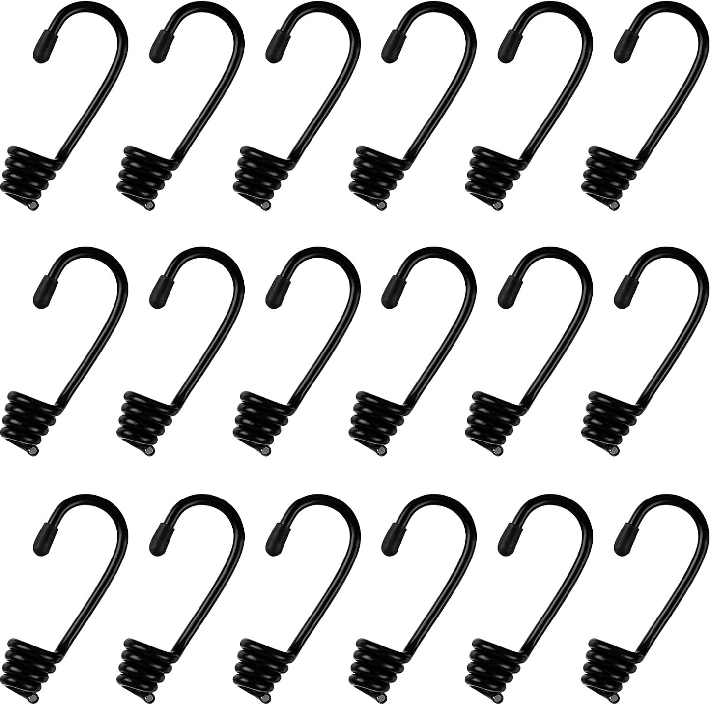 20 Ganchos Elásticos Plástico 1/4pulg Espiral Cuerda