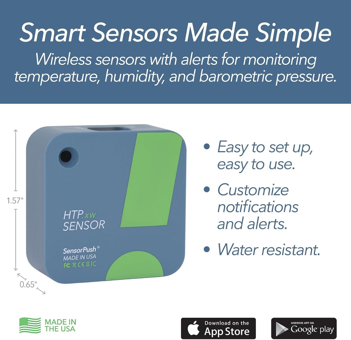 Sensor temperatura humedad con barómetro y app