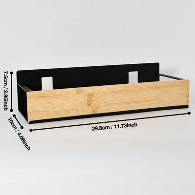 Estante flotante baño pared bambú metal negro