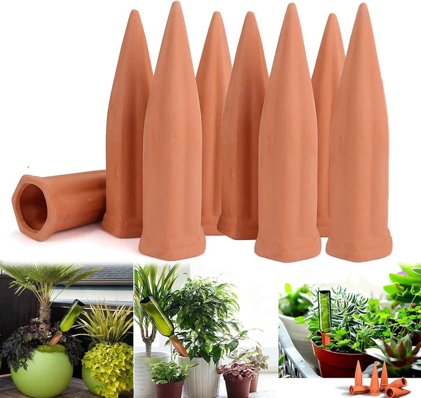 Estacas terracota autorriego para plantas 8 pzas