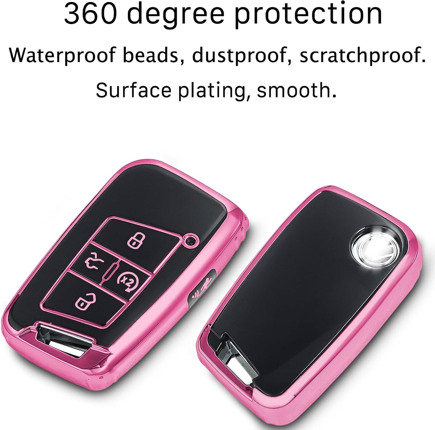 Funda llavero VW TPU 5 botones comp. llave inteligente rosa