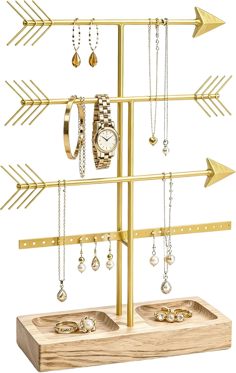 Soporte organiz. joyas oro 4 niveles madera