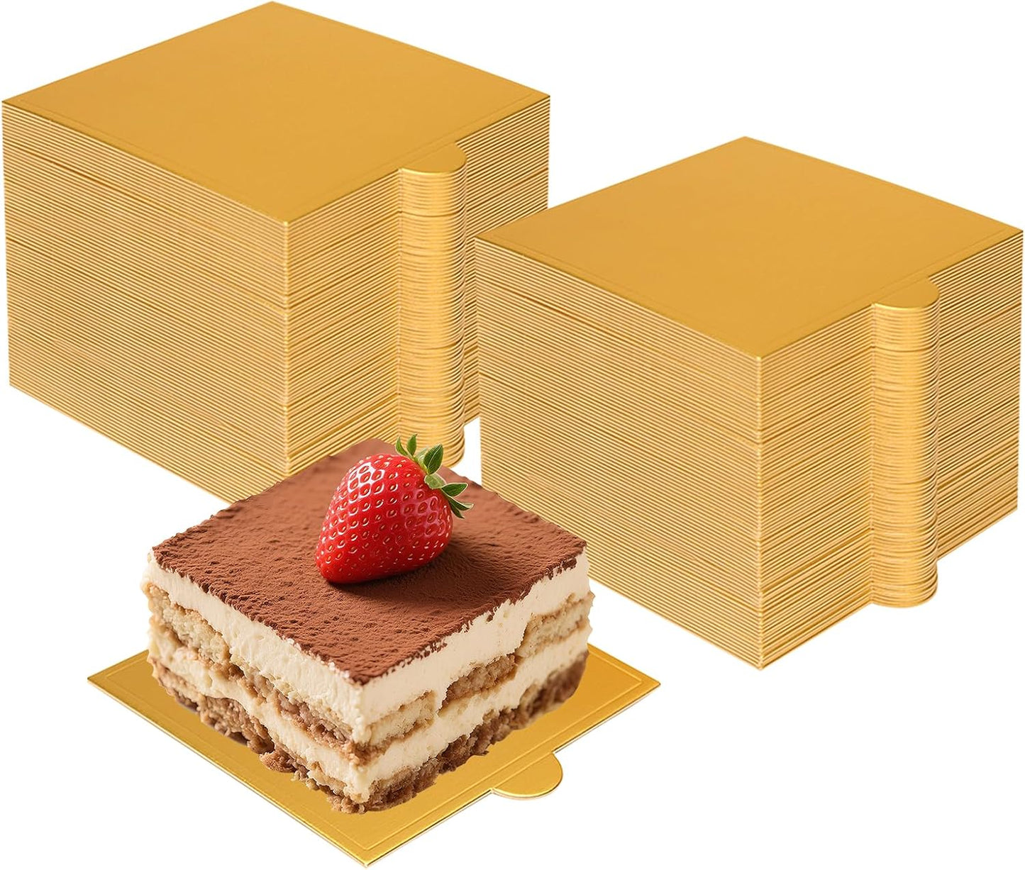 100 Tableros Dorados 3.5x3.3pulg para Tartas y Postres