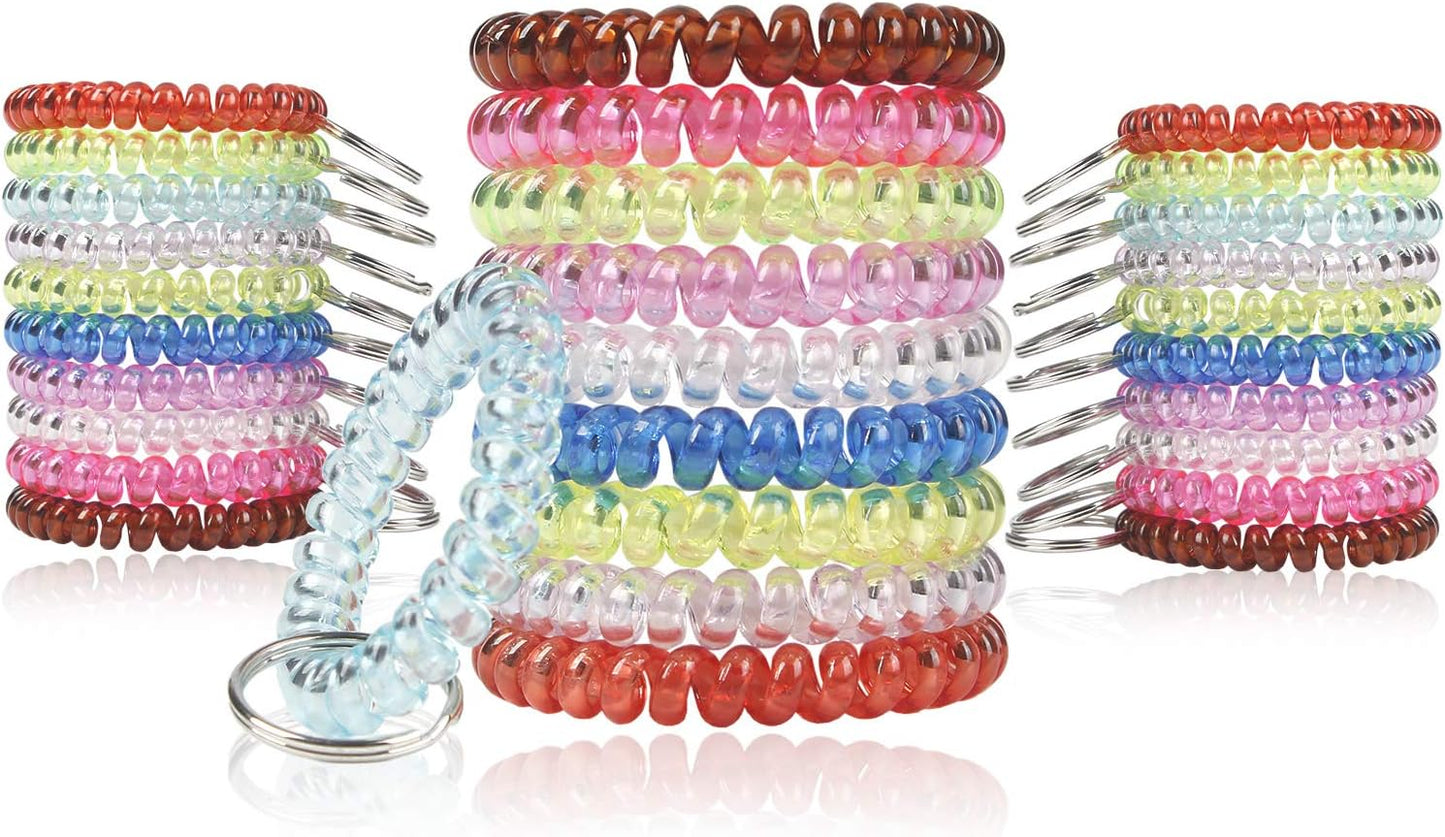 30 Llaveros Espiral Flexible Muñeca Elástica
