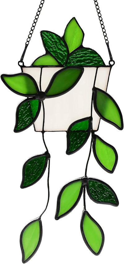 Colgante vidrio emplomado plantas artificiales regalo para mujer