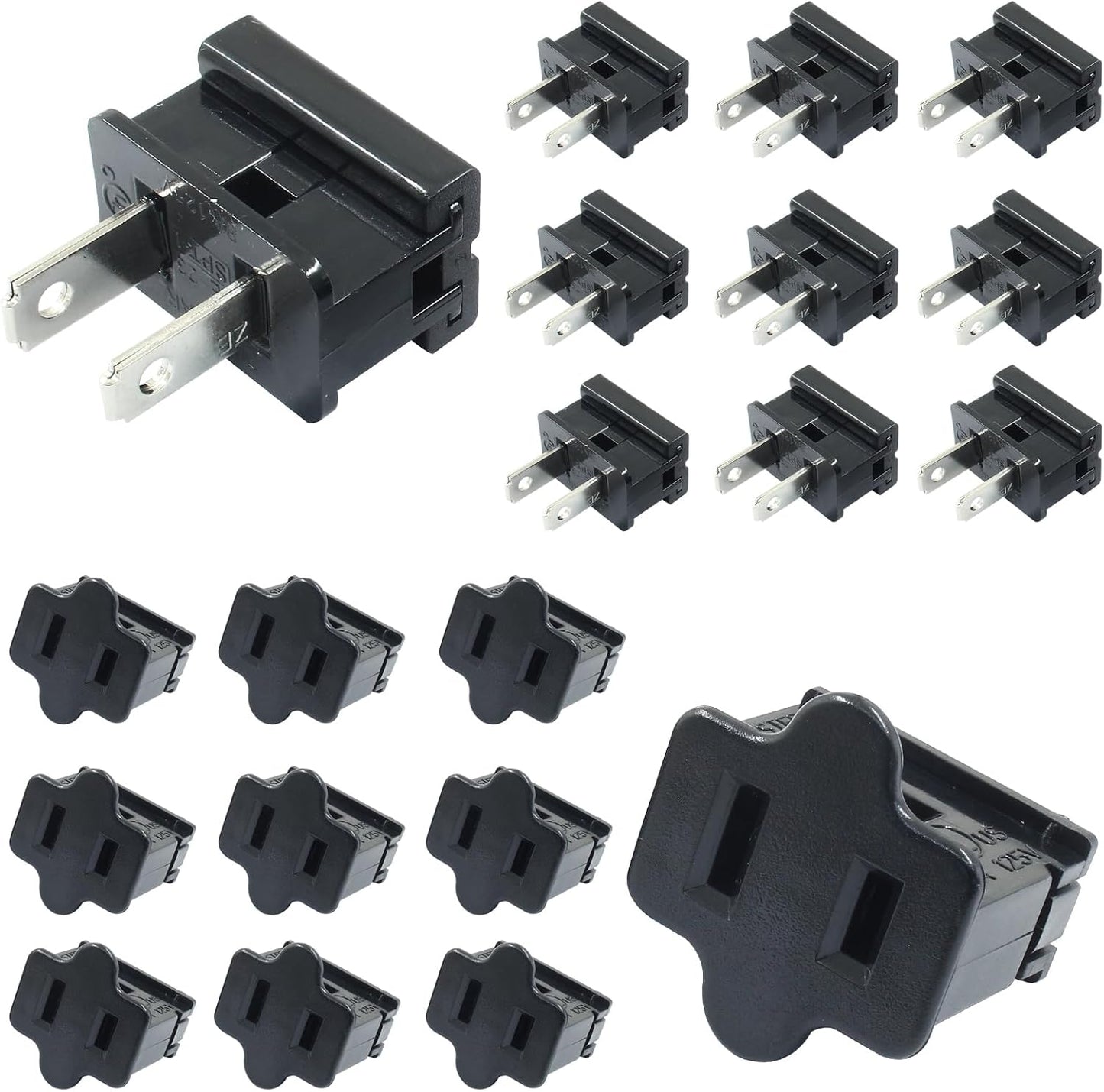 20 Enchufes vampiro SPT-1 con cremallera negra para luces navideñas