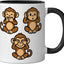 Taza Cerámica Chibi 3 Monos Sabios Negro/Blanco