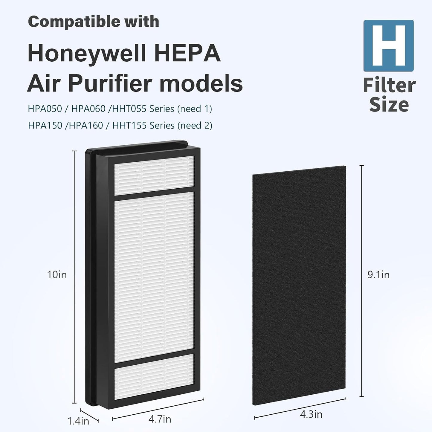6 Pzas Filtro HEPA HRF-H1 H2 Repuesto