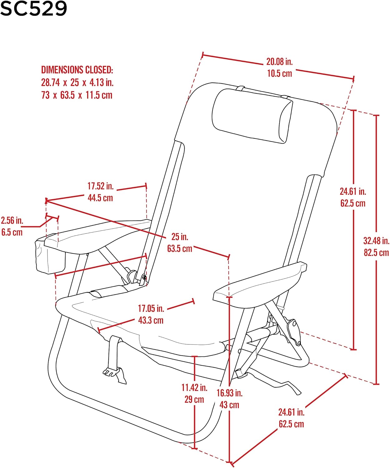Silla playa plegable con suspensión 4 posiciones
