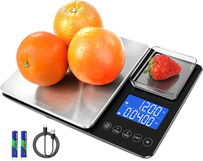 Báscula cocina doble plataforma acero inox vidrio 22lb