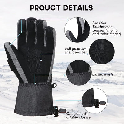 Guantes esquí hombre impermeables 3M con bolsillo zíper