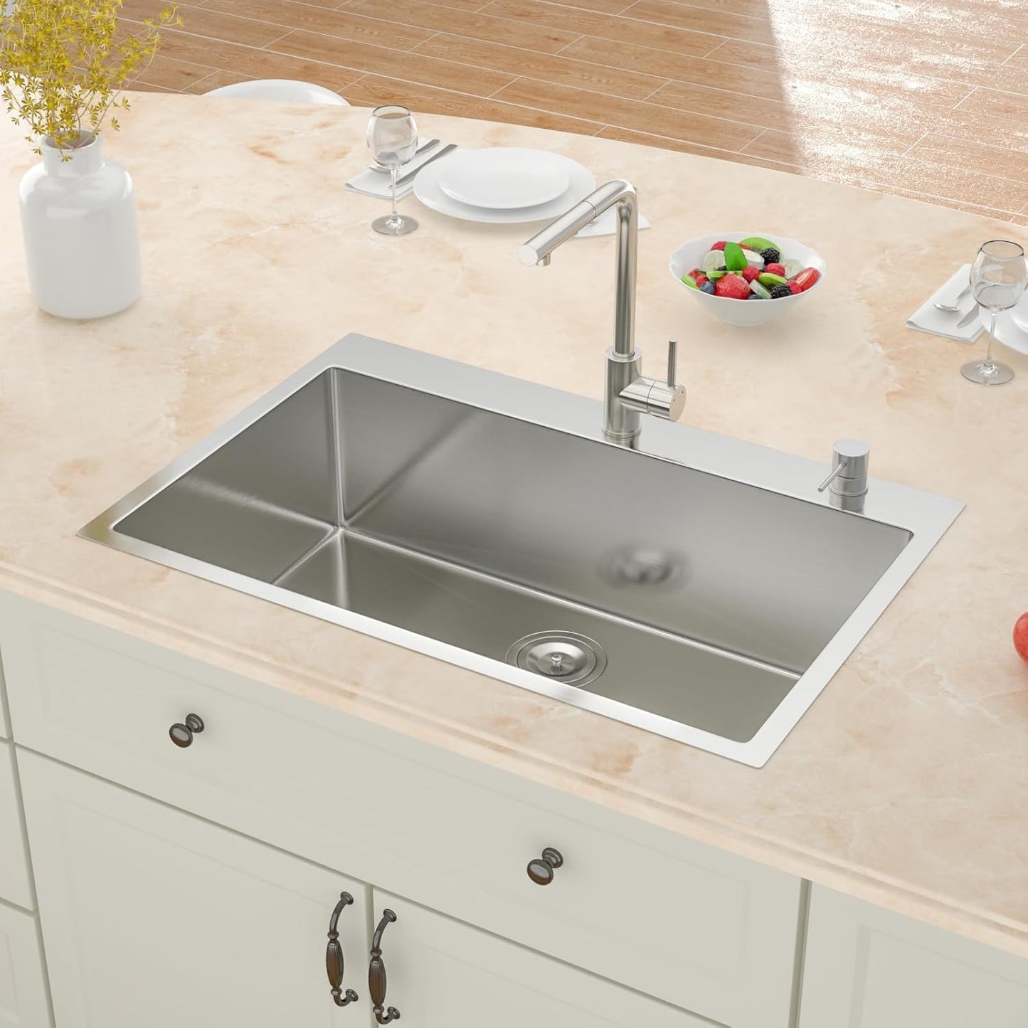 Fregadero cocina empotrable 33x22pulg acero inox