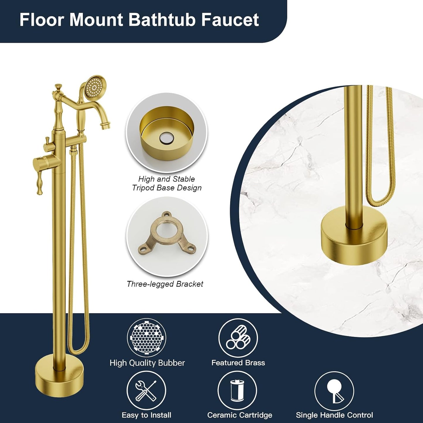 Grifo bañera orogold una manija llenador suelo