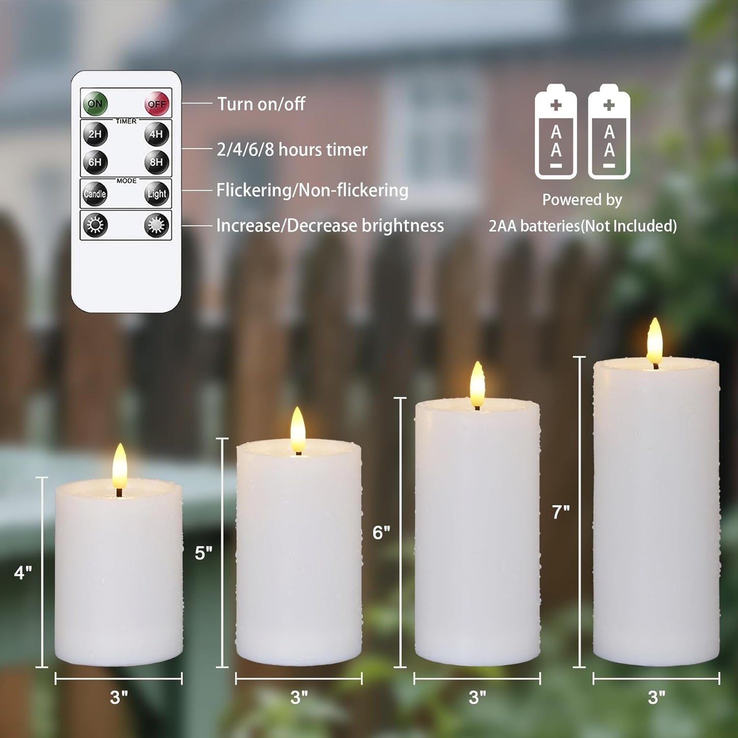 4 Velas Led Parpadeantes Impermeables 3x4pulg