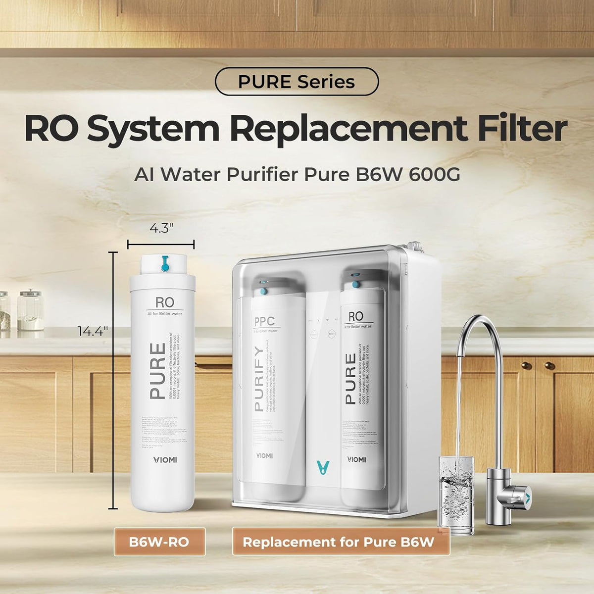 Filtro RO y 2 filtros PPC para sistema Viomi Pure B6W