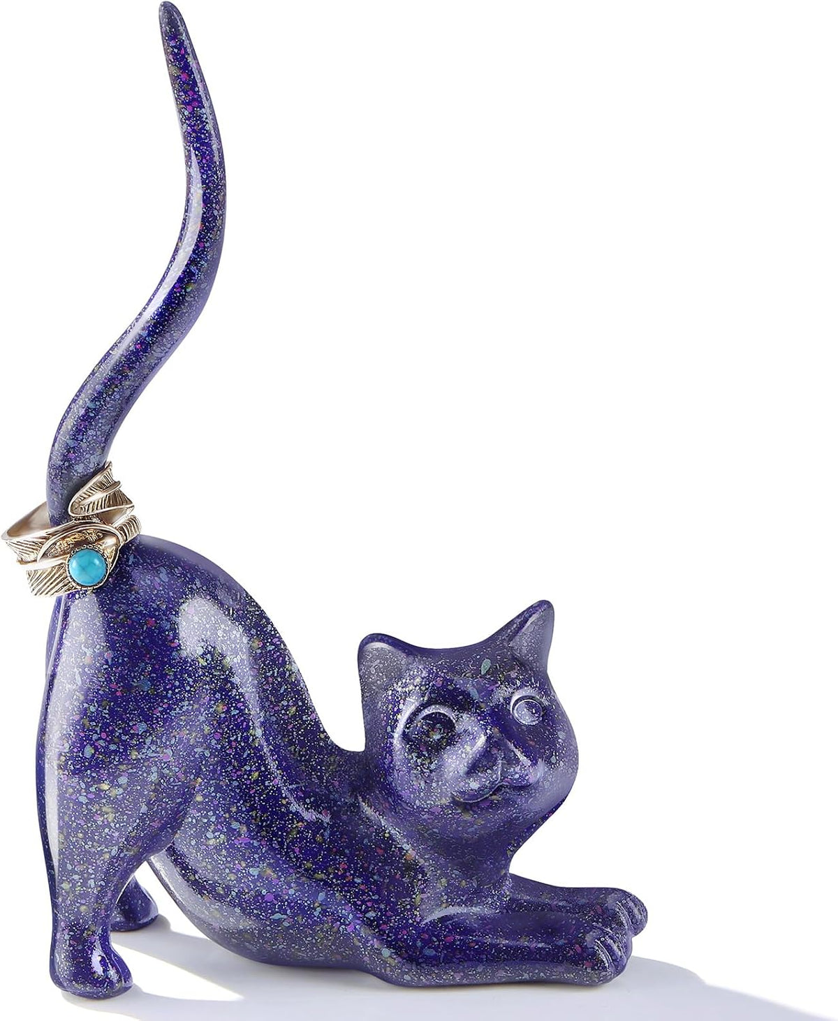 Soporte anillos forma gato morado decoración habitación preppy