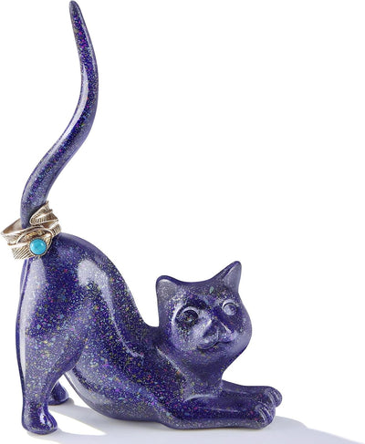 Soporte anillos forma gato morado decoración habitación preppy