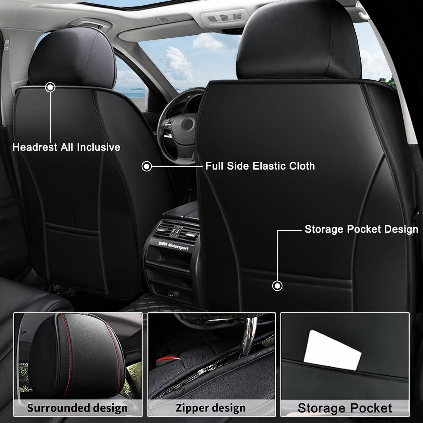Fundas asiento coche 5 pzas ajuste VW Jetta 07-25 cuero