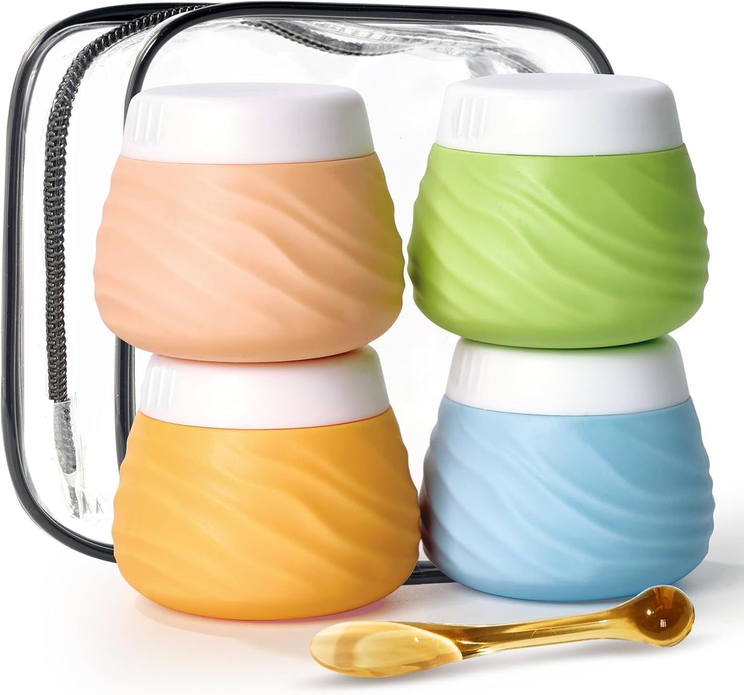 Recipientes viaje TSA con tapa silicona y bolsa transparente