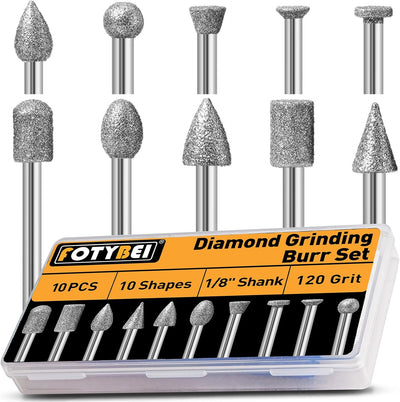 Set 10 Brocas Diamante 1/8pulg Grano 120 para Dremel