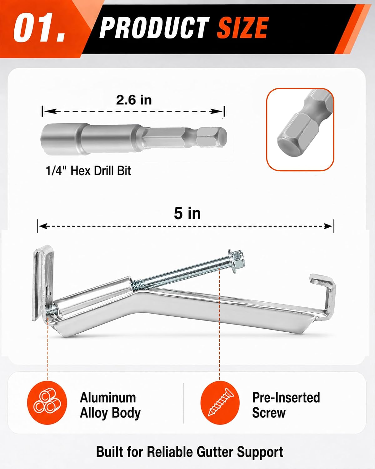100 Perchas Aluminio 5pulg Broca 1/4pulg Reparación Canaleta