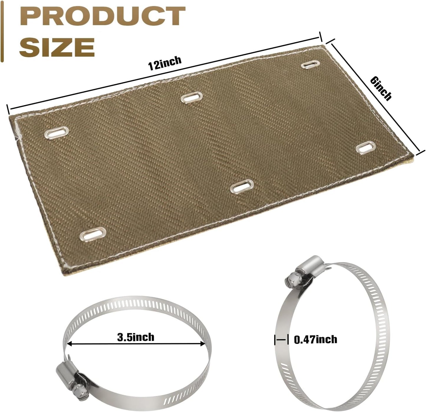 Escudo térmico escape 6x12" guantes tubo titanio motocicleta