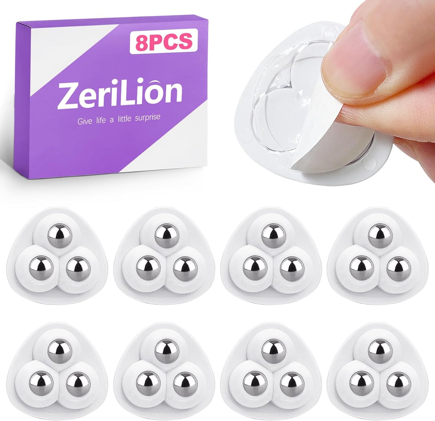 8 Ruedas autoadhesivas para electrodomésticos 360° blanco