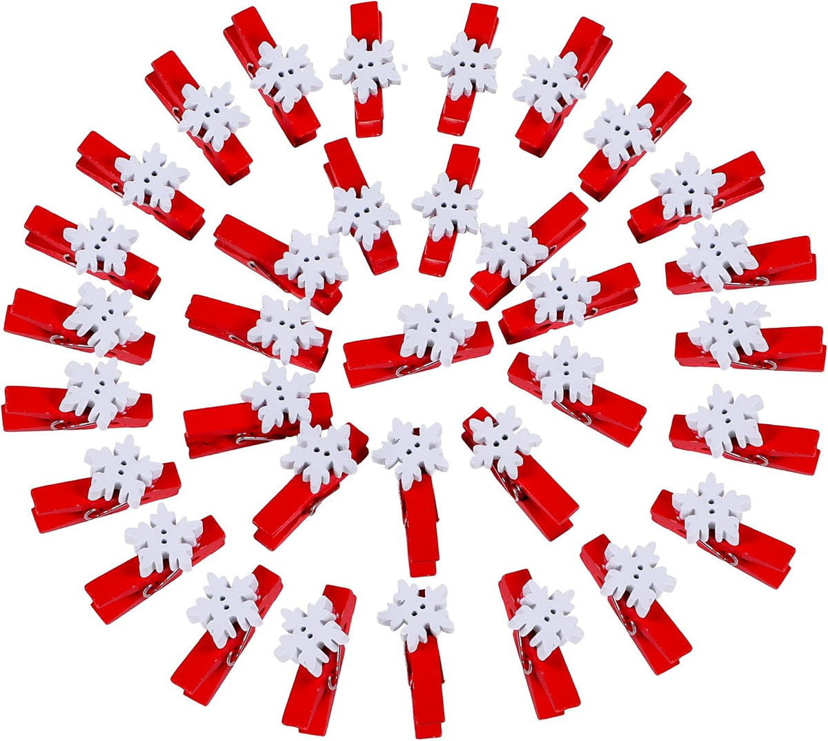 50 Clips Navidad madera roja para tarjetas y fotos