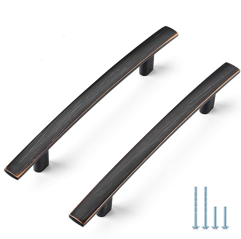 15 Manijas Curvas para Gabinete 4" Color Bronce Aceitado