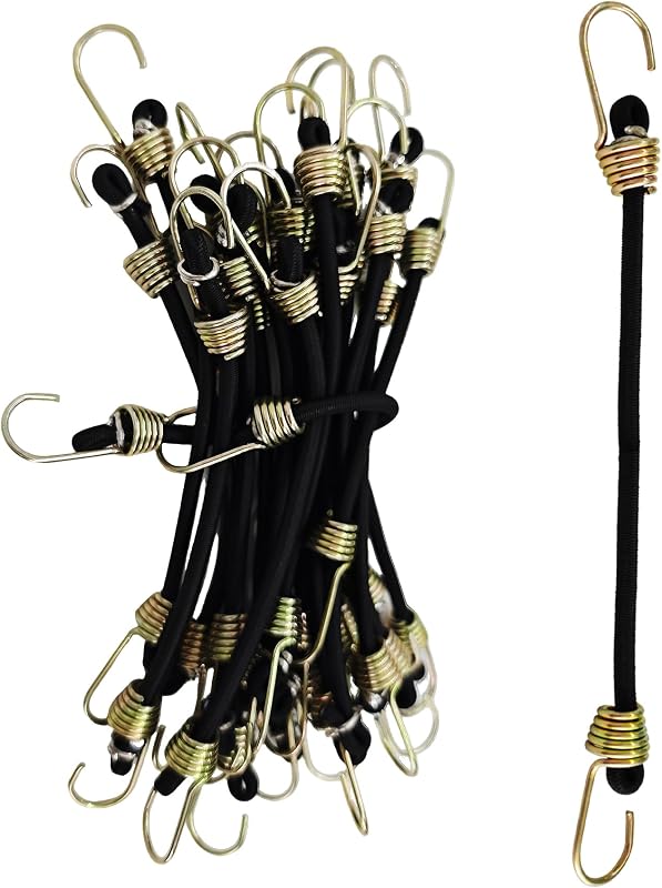 20 Cuerdas Elásticas 6pulg con Ganchos Amarillos