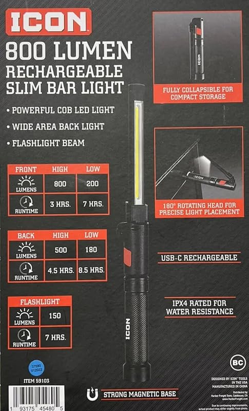 Luz trabajo LED recargable magnética plegable 800lúmenes