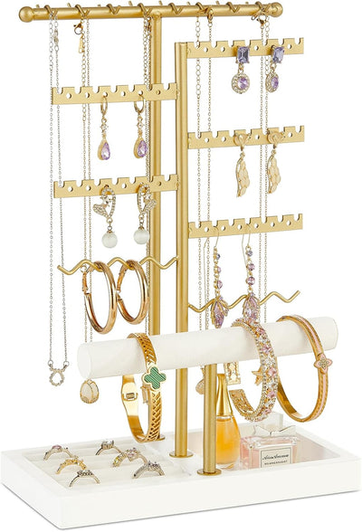 Soporte joyas 3 niveles con bandeja anillos collares aretes