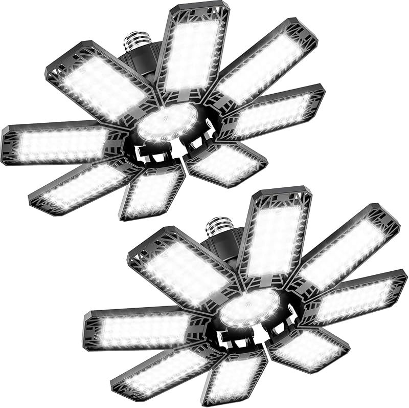 2 Luces LED Garaje E26/E27 81 Paneles Ajustables