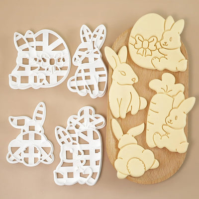 4 Cortadores Conejo Pascua 3D para Hornear Manualidades