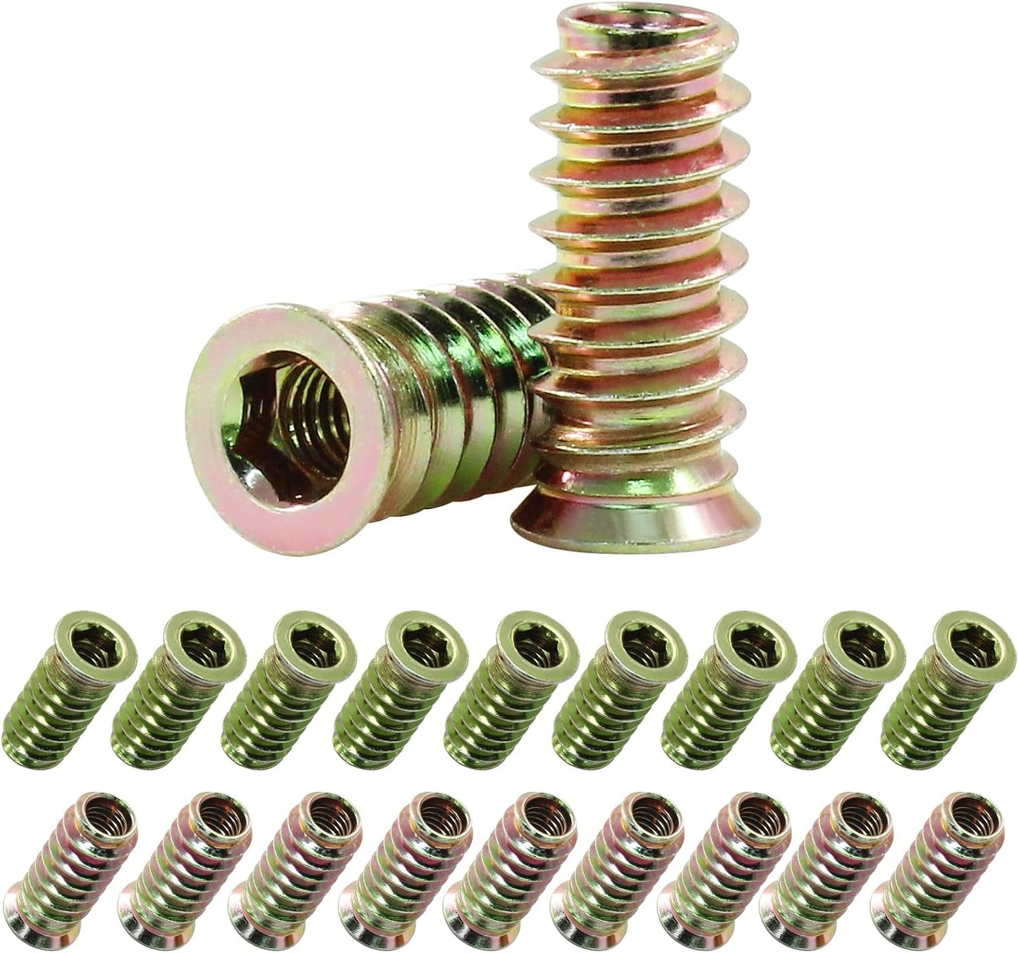 20 Pzas insertos roscados M6x25mm para muebles
