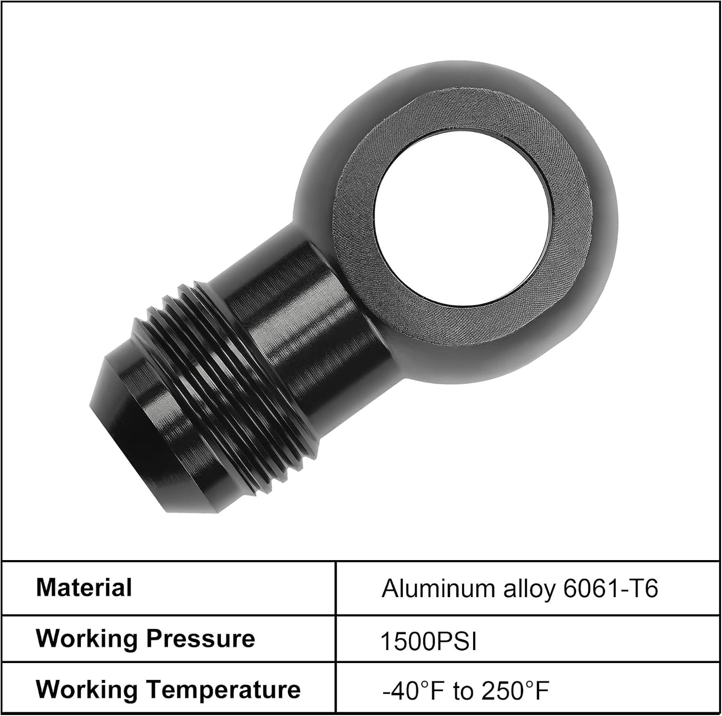 Adaptador Banjo 14.5mm a 8AN Macho Aluminio Negro