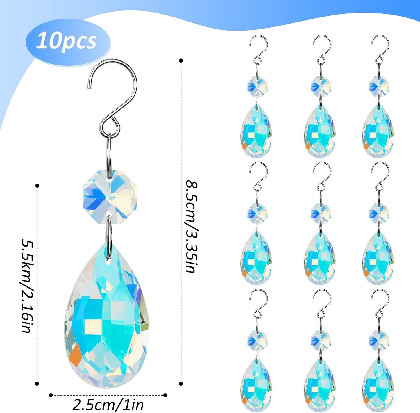 10 Pzas Captador Sol Cristal 38mm Lágrima Decoración