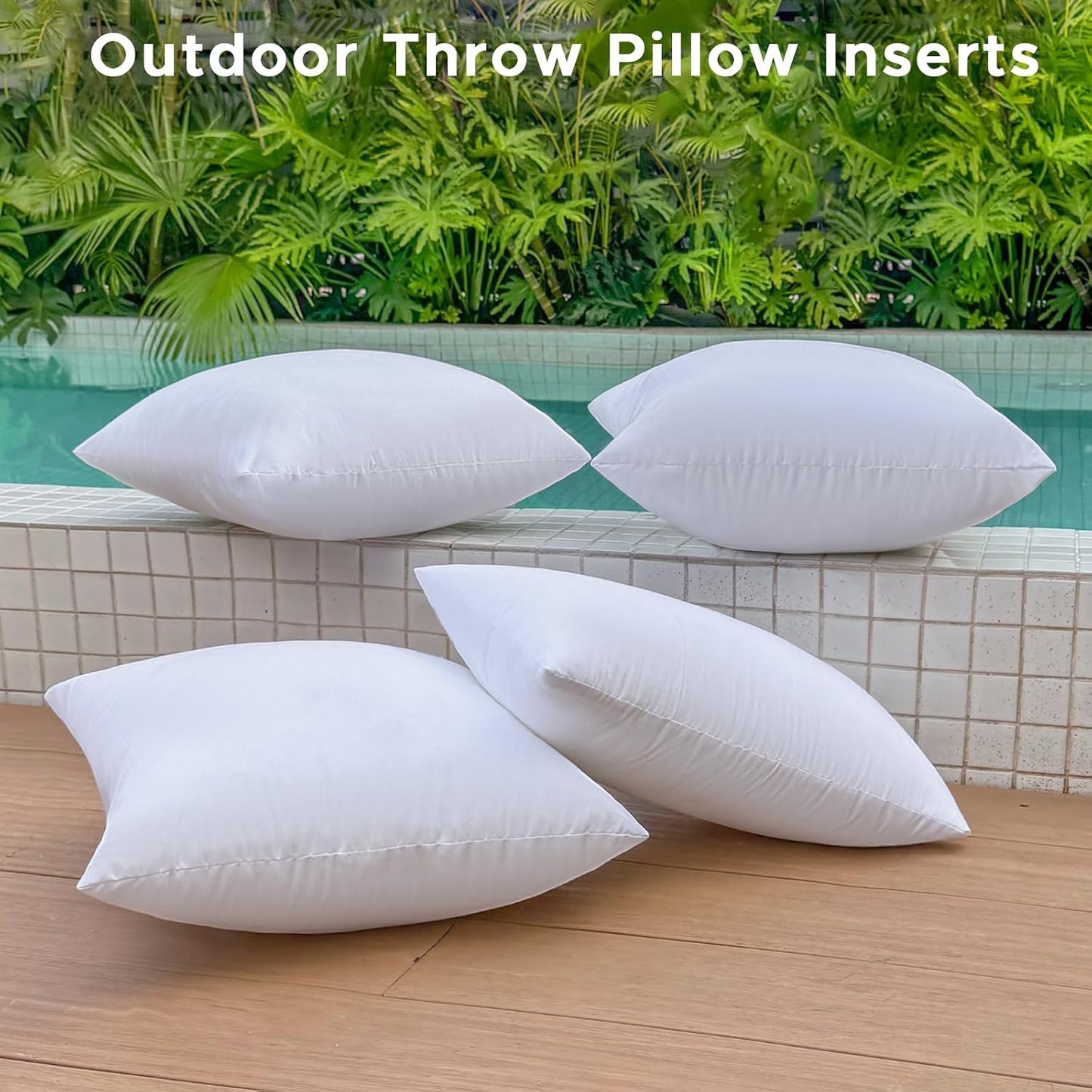 4 Rellenos Almohada 22x22" Cuadrados Impermeables Blanco