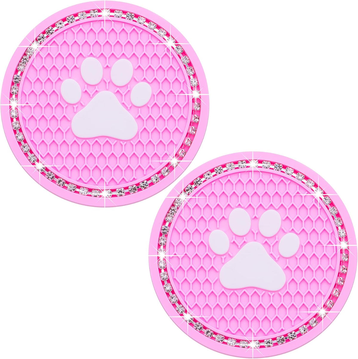 2 Pzas Portavasos Universal Antiderrap con Huella Perro/Gato 7cm