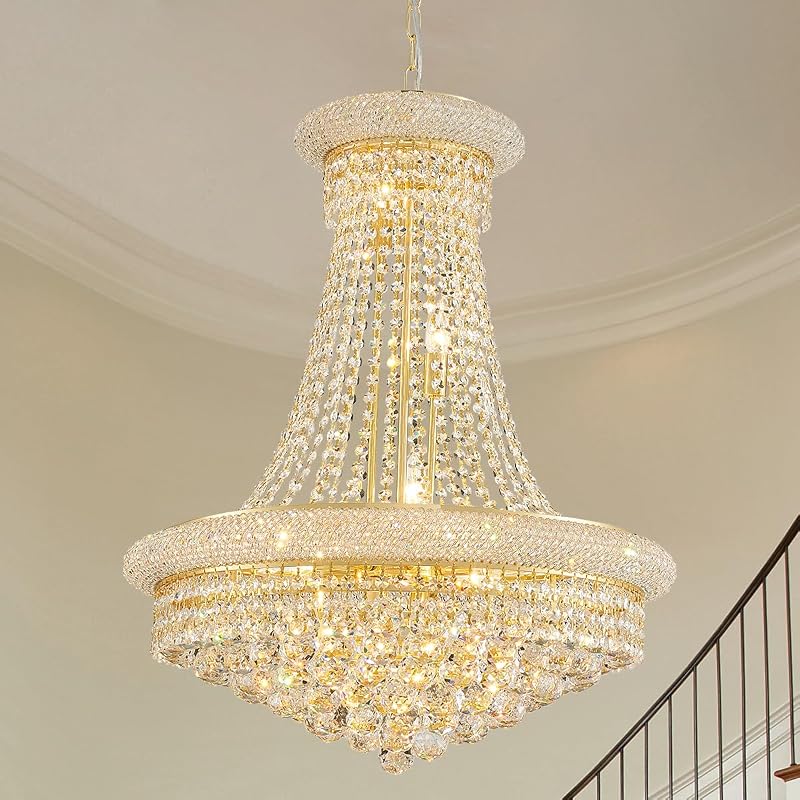 Candelabro cristal estilo imperio 11 luces dorado