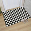 Alfombra cuadros marroquí 2x3ft reversible algodón puerta